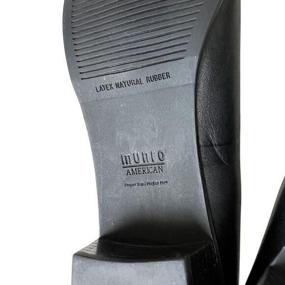 Munro American Womens Pumps Black Leather Low Block Heel Slip On Size 10N - Picture 9 of 9